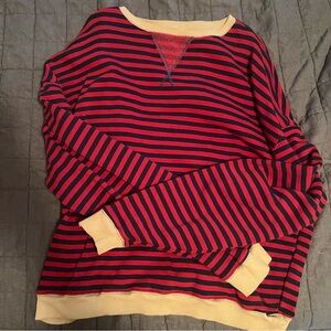 Free People Classic Oversized Striped Sweatshirt